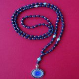 Lapis Lazuli, Turquoise and Mandala Pendant - necklace